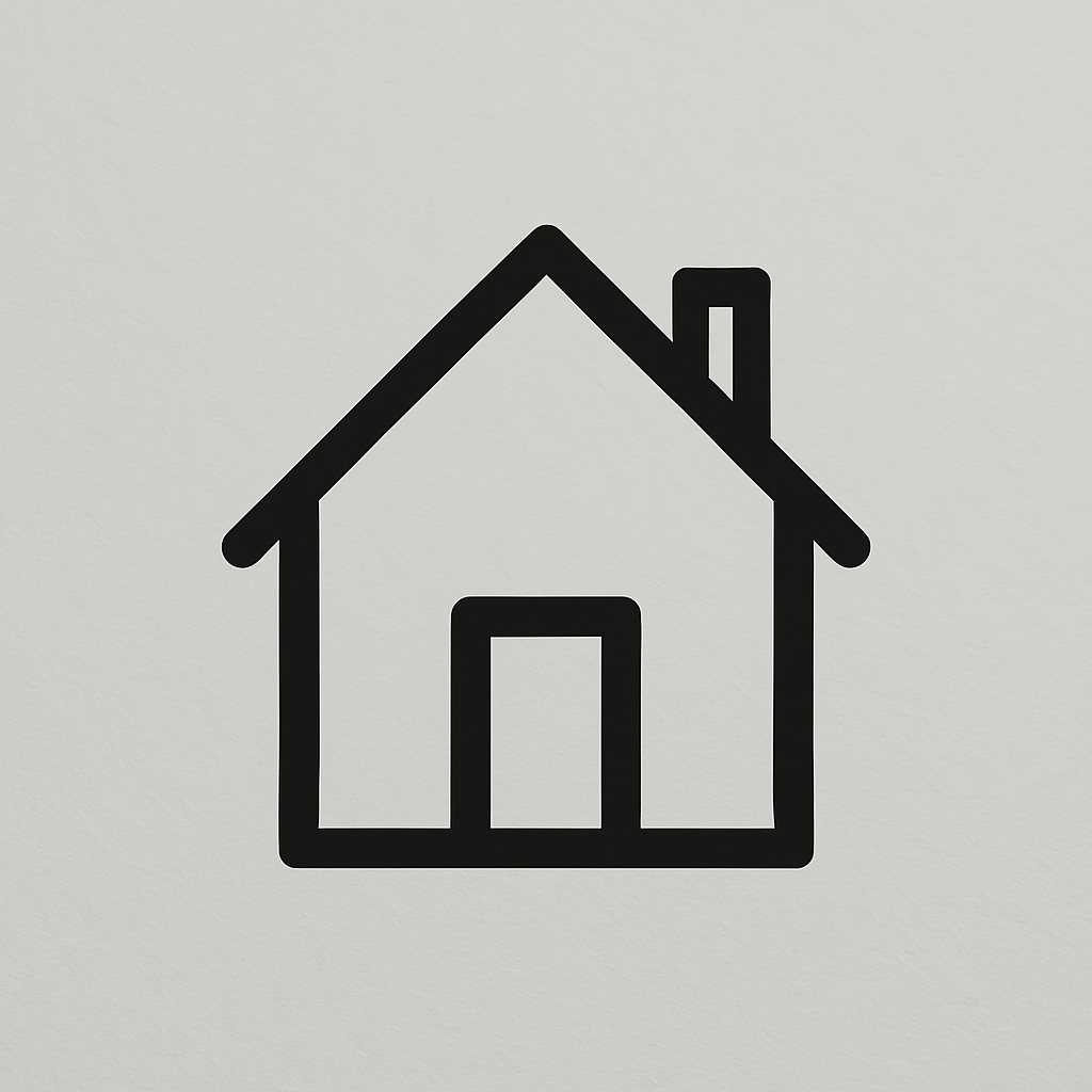 A black outline logo of a home
