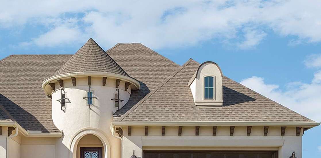 A zoomed in image of varying roof styles.